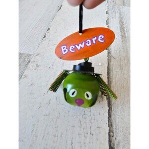 Metal witch Halloween ornament decor beware bell spider decor